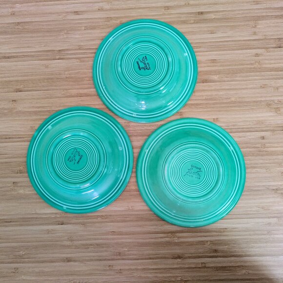 3 Fiestaware Vintage Light/Original Green Rimmed Soup Bowls - Picture 2 of 2